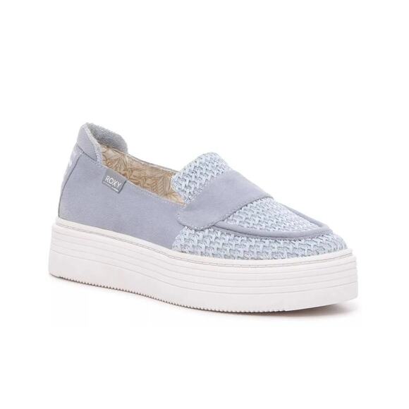 Roxy Women's Sheilahh Platform Sneaker 8.5 Blue Low Top Beachy Chunky - Picture 1 of 7